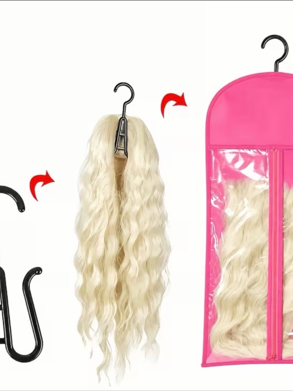 Blonde Wig Storage Hanger and Protective Bag
